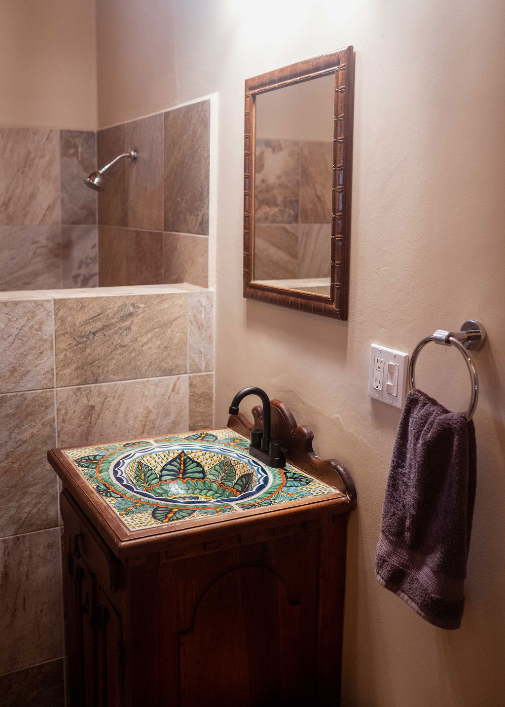 Main house bathroom — hand-painted Talavera sink