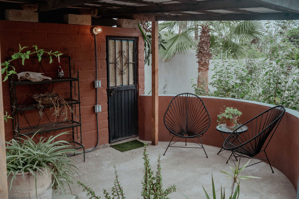 Small casita private terrace with Acapulco chairs